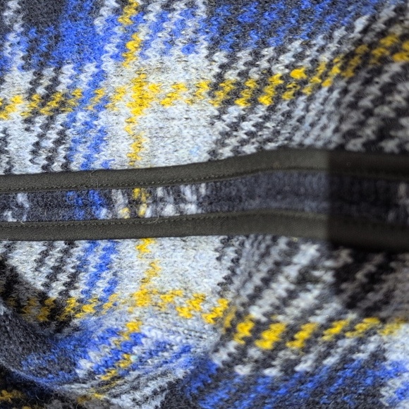 Aritzia Wilfred Free blue Yellow Wool Blend Plaid Casual Peacoat Jacket Size XS - Picture 14 of 14